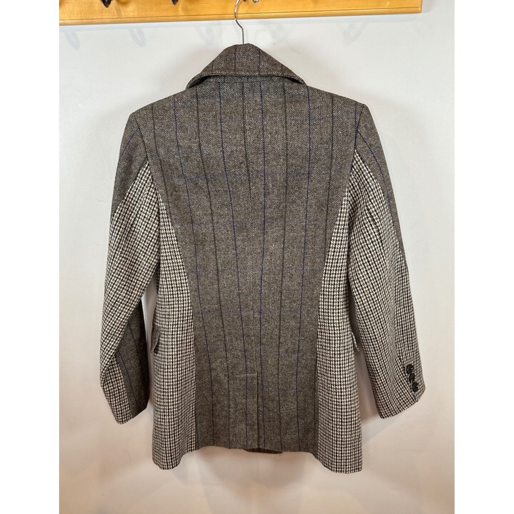 Anthropologie x Avec Les Filles Mixed Plaid Double Breasted Blazer Wool Blend - Picture 6 of 7